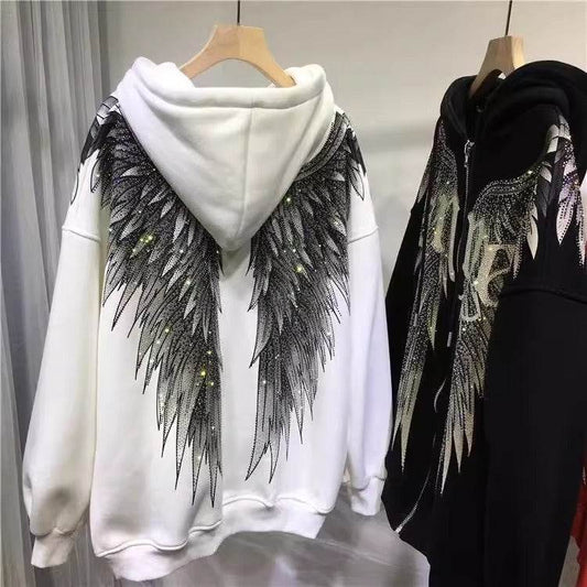 Luxury Women's Hooded Fleece Coat - Heavy Embroidery & Hot Drilling - Buy Center