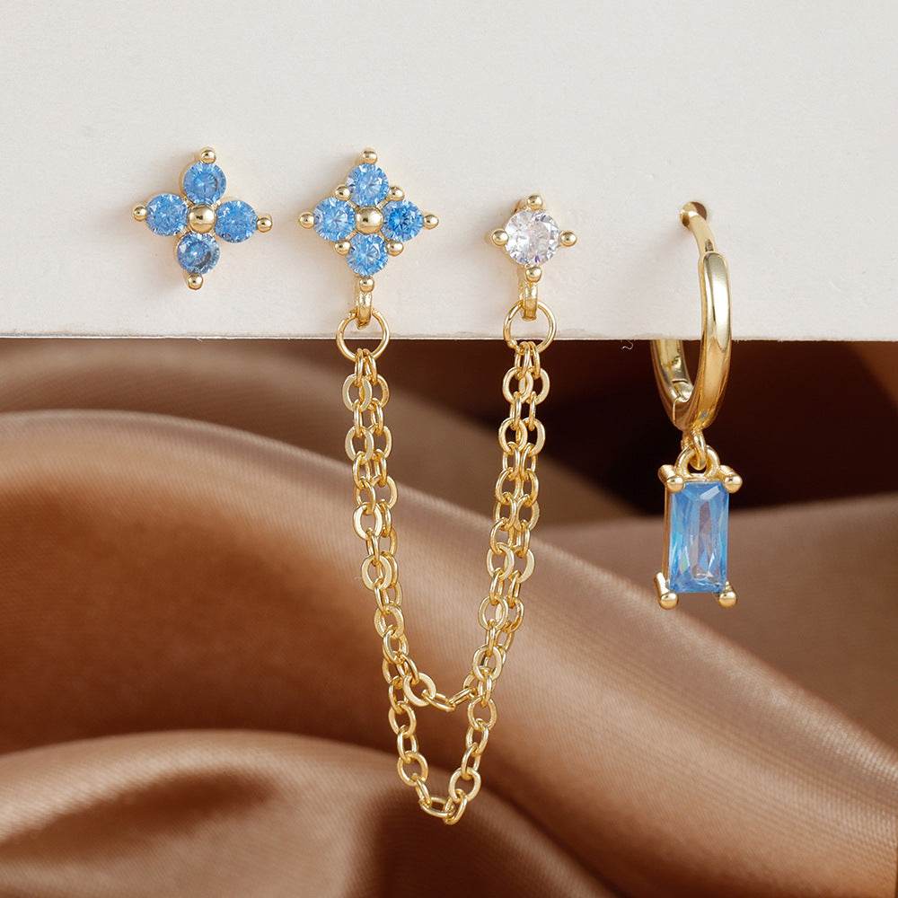 3-Piece Birthstone Earrings Set - Zodiac Designs for Stylish Women - Buy Center