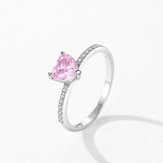 Buy Center Heart-Shaped Zircon Ring - Stylish Silver for Women - Buy Center