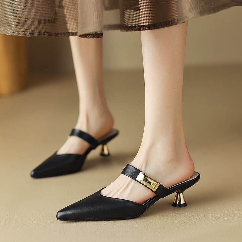 Buycenter Trendy Pointed-Toe Mules - Stylish High Heel Slippers for Women - Buy Center