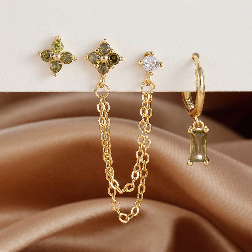 3-Piece Birthstone Earrings Set - Zodiac Designs for Stylish Women - Buy Center