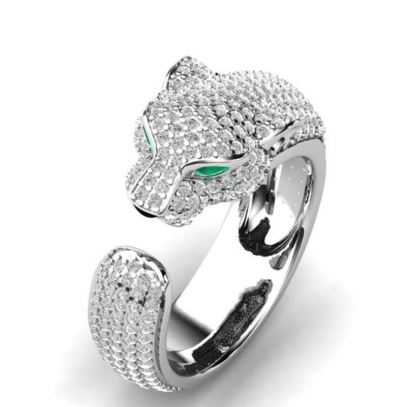 Buy Center Gold & Silver Leopard Head Ring - Full Diamond Design - Buy Center