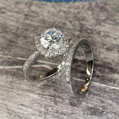 Buy Center Women's Fashion Zircon Ring Set - Geometric Alloy Design - Buy Center