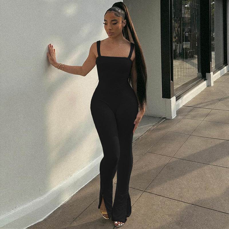 Women's Backless Jumpsuit - Stylish Summer Romper in Classic Colors - Buy Center