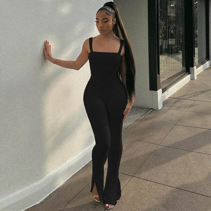 Women's Backless Jumpsuit - Stylish Summer Romper in Classic Colors - Buy Center