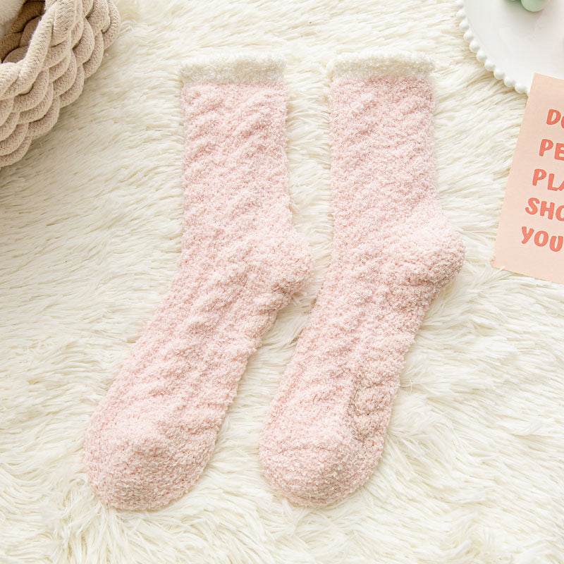 Cozy Thickened Thermal Coral Fleece Women's Socks - Stylish Mid-Tube Design - Buy Center
