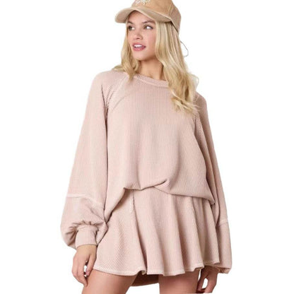 Women's Casual Solid Color Suit - Long Sleeve Top & Skirt Set 2025 - Buy Center