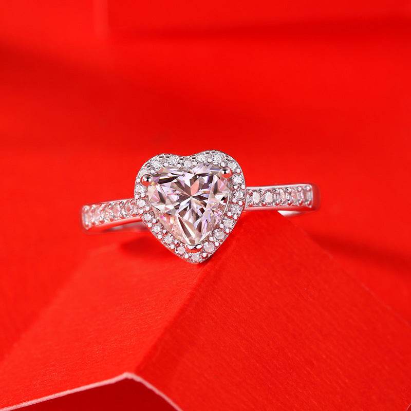 Buy Center Women's Heart-Shaped Moissanite Ring - Adjustable Copper Design - Buy Center