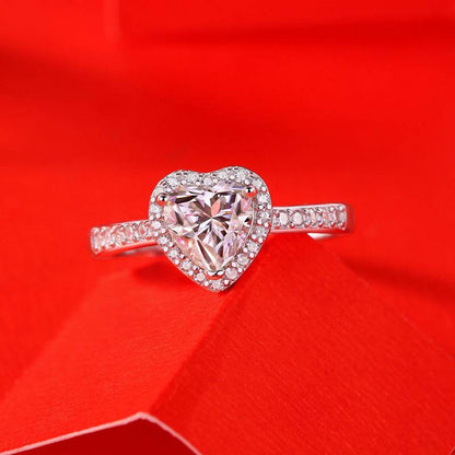Buy Center Women's Heart-Shaped Moissanite Ring - Adjustable Copper Design - Buy Center