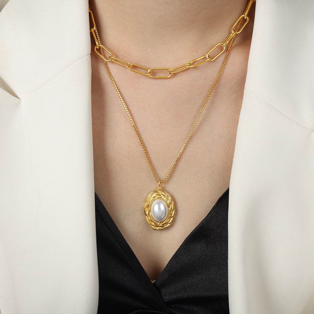 Pearl Textured Titanium Steel Necklace - Adjustable Elegance for 2025 - Buy Center