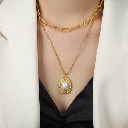 Pearl Textured Titanium Steel Necklace - Adjustable Elegance for 2025 - Buy Center