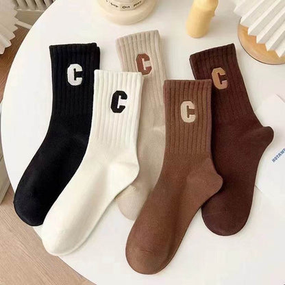 Cute Brown Striped Couple Socks - Cozy Autumn & Winter Essentials - Buy Center