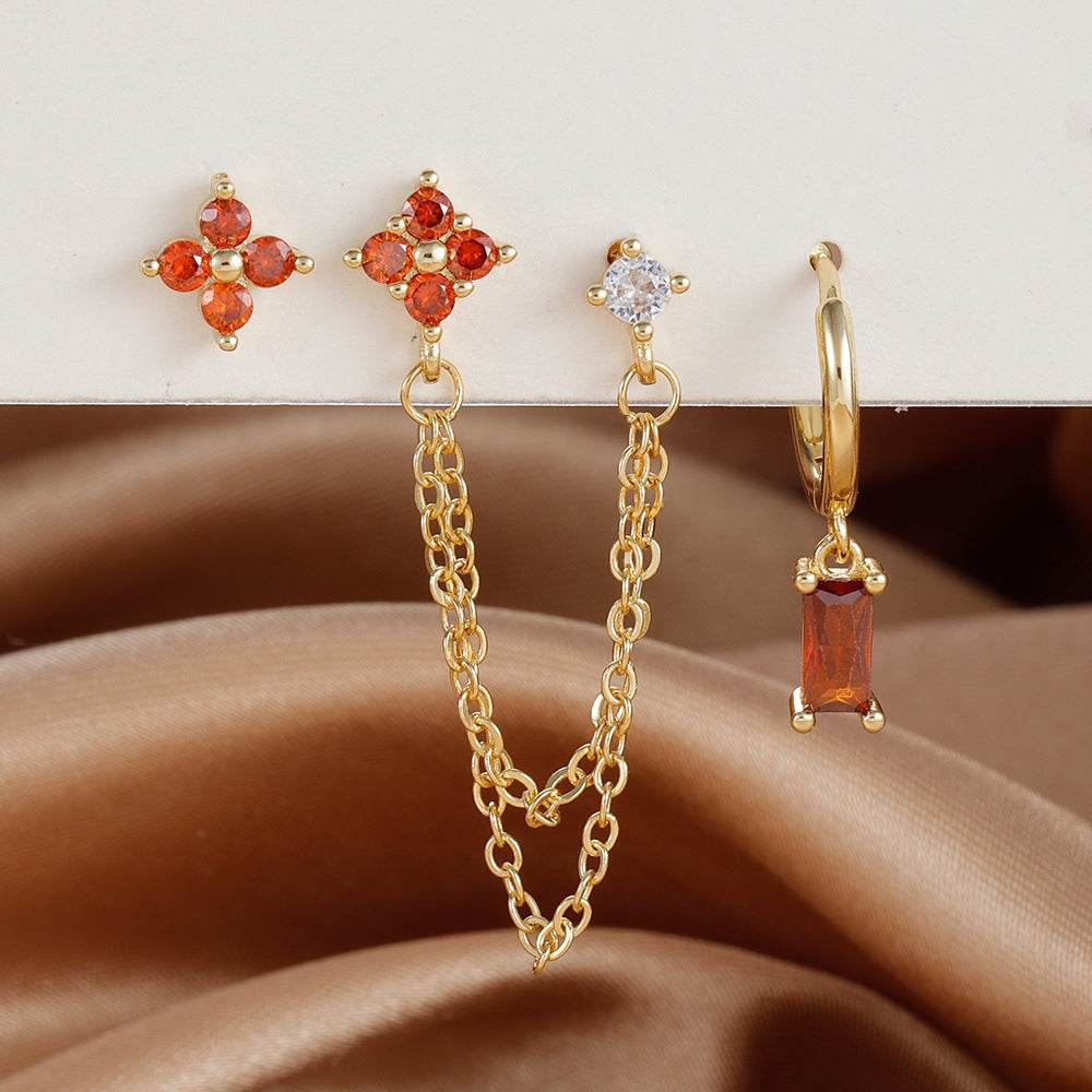 3-Piece Birthstone Earrings Set - Zodiac Designs for Stylish Women - Buy Center