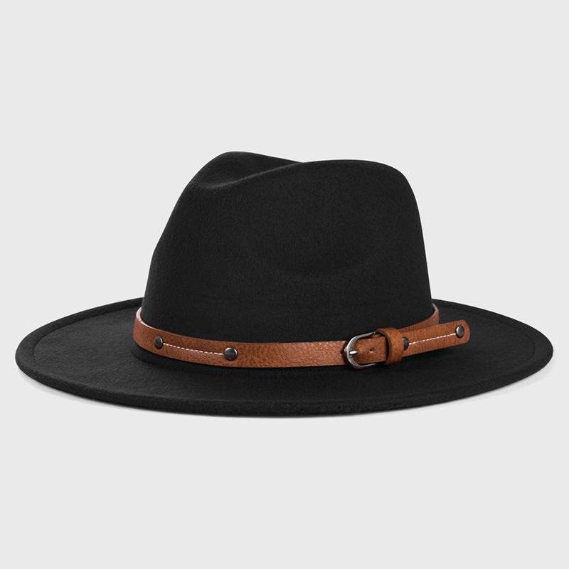 Big Brim Jazz Cowboy Hat - Stylish Women's Hat with Monochrome Belt - Buy Center