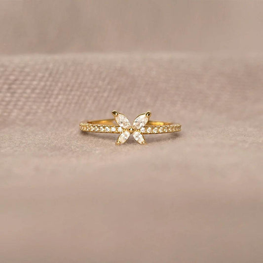 Buy Center S925 Sterling Silver Butterfly Ring - Diamond-Studded Design - Buy Center