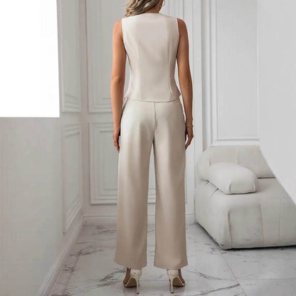 Women's Organic Cotton Casual Vest Suit & Pants - Stylish Eco-Friendly Set - Buy Center