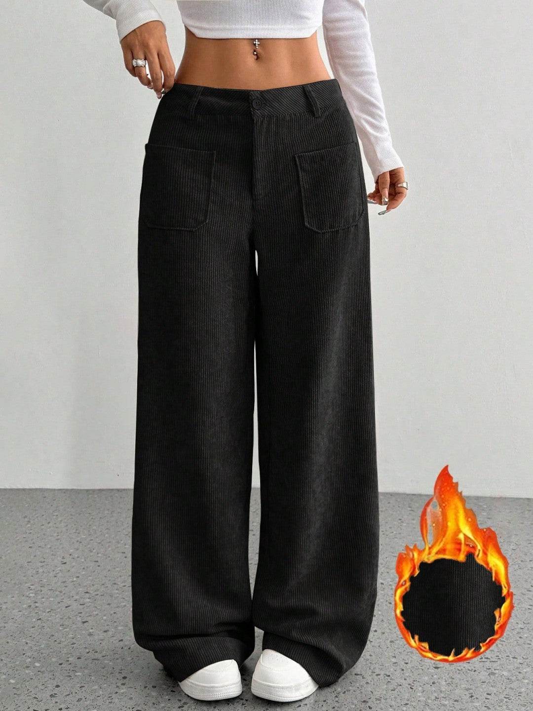 Loose Solid Color Wide Leg Pants - Trendy Pocket Design for Style - Buy Center
