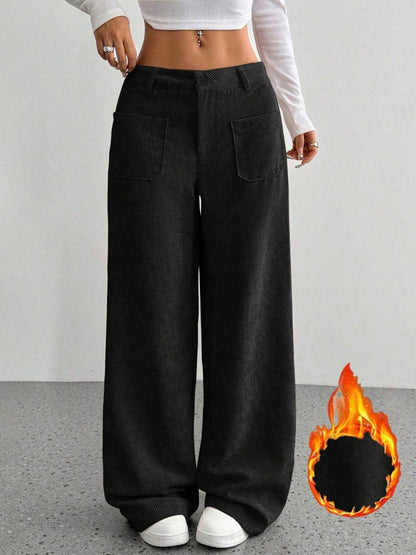 Loose Solid Color Wide Leg Pants - Trendy Pocket Design for Style - Buy Center