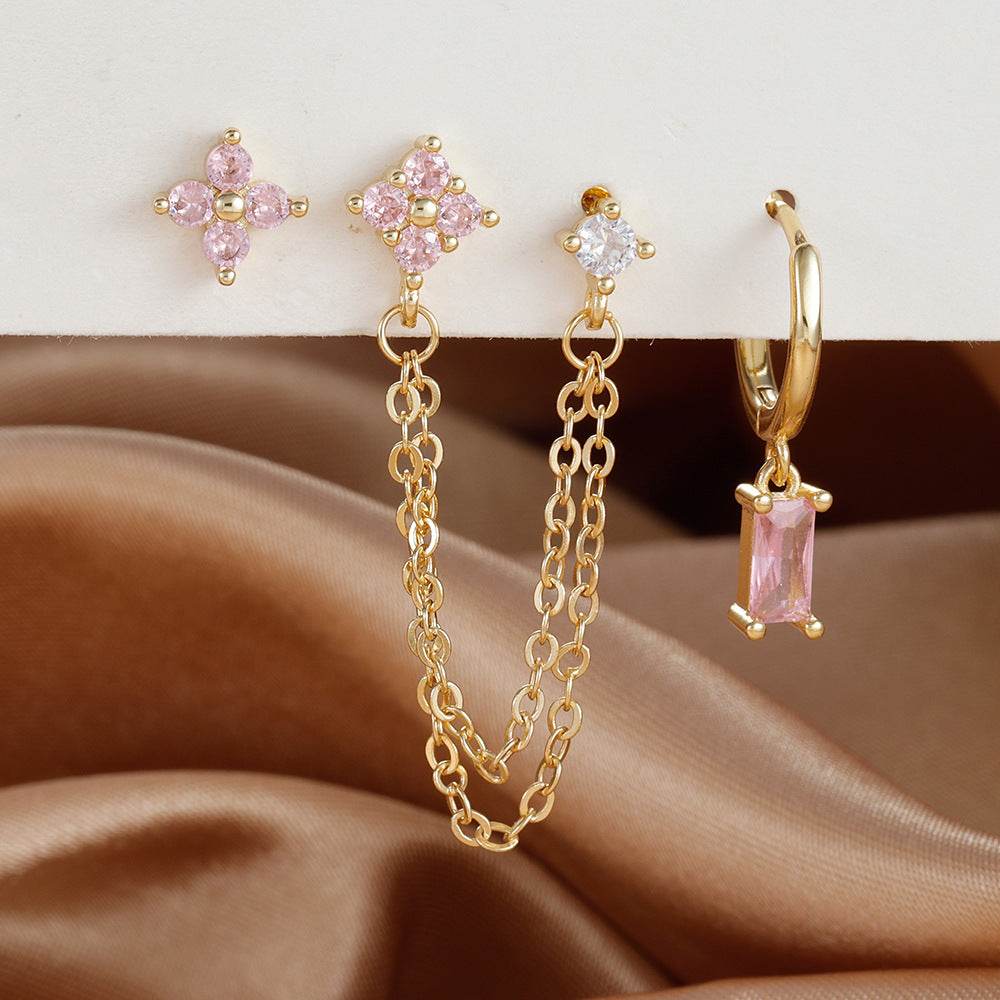 3-Piece Birthstone Earrings Set - Zodiac Designs for Stylish Women - Buy Center