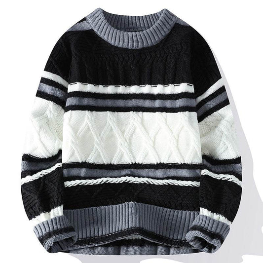 Round Neck Men's Casual Sweater - Stylish Cotton Blend, Modern British Design - Buy Center