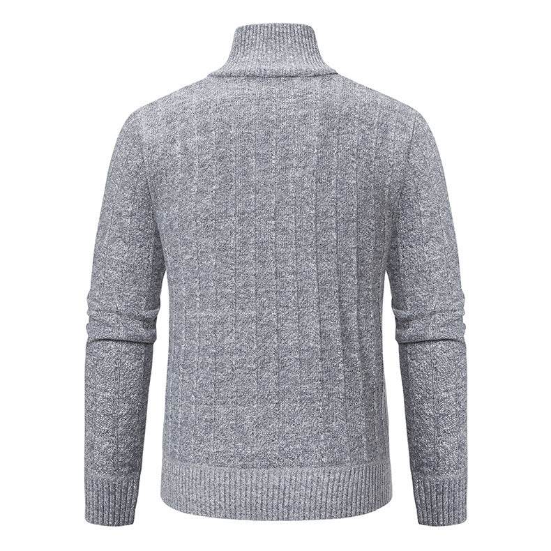 Men's Half-Zipped Stand Collar Fleece Sweater - Stylish & Warm Essentials - Buy Center