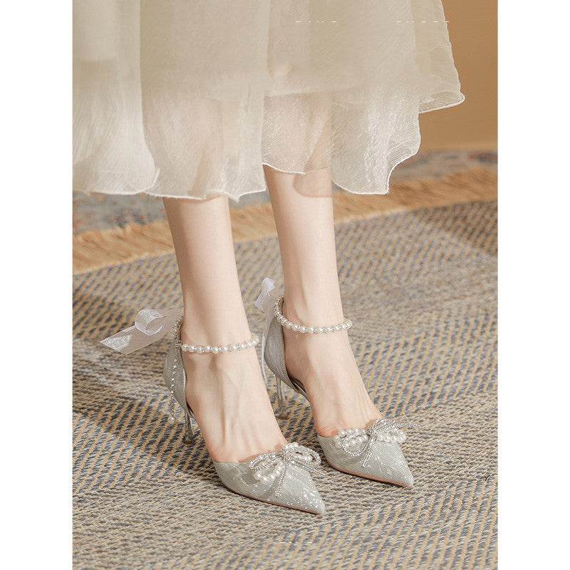 Buycenter Silver High Heels - Trendy Stiletto with Crystal Detailing - Buy Center
