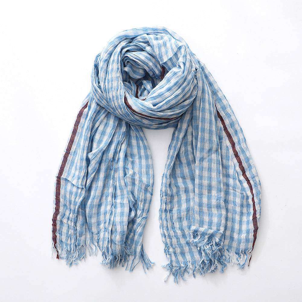 Stylish Cotton Plaid Scarf for Men & Women - Trendy Fashion Accessory 2025 - Buy Center