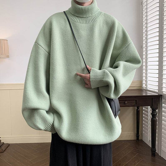 Solid Color Loose Pullover Sweater for Men - Comfy Long Sleeve Style - Buy Center
