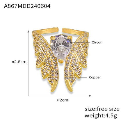 Buycenter Elegant Copper Inlaid Zircon Ring - French Retro Geometry Style - Buy Center
