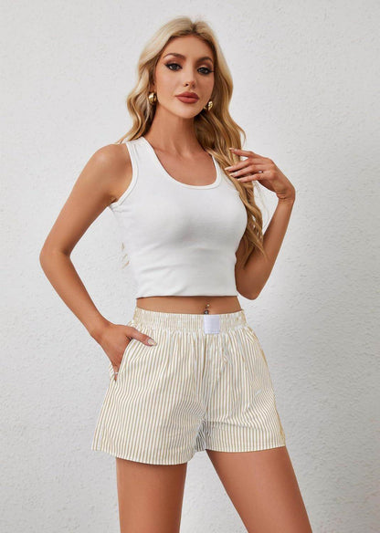 Buycenter Women’s Casual Striped Shorts - Stylish & Comfortable Fit - Buy Center