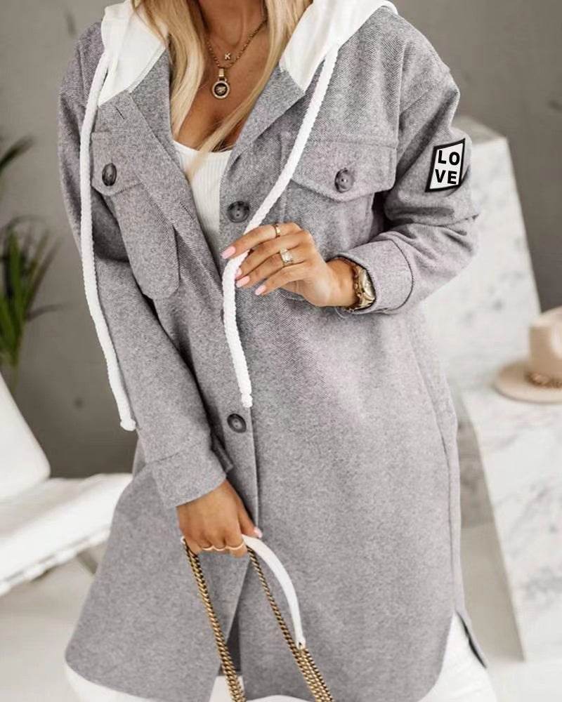 Buycenter Women’s Fashion Hooded Trench Coat - Long Sleeve, Button Closure - Buy Center