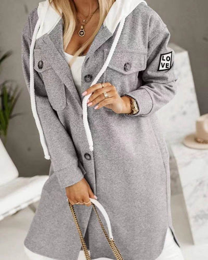Buycenter Women’s Fashion Hooded Trench Coat - Long Sleeve, Button Closure - Buy Center