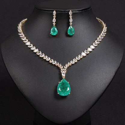 Buy Center Heart-Shaped Zircon Necklace & Tassel Earrings Jewelry Set - Buy Center