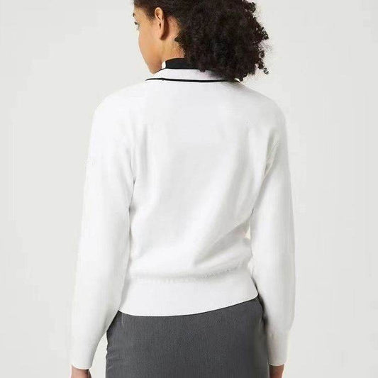 Women's Black & White Knitted Coat - Stylish & Warm for Winter Sports - Buy Center
