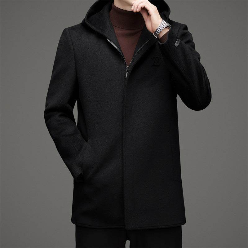 Men's Hooded Reversible Woolen Coat - Stylish Thickened Winter Parka - Buy Center
