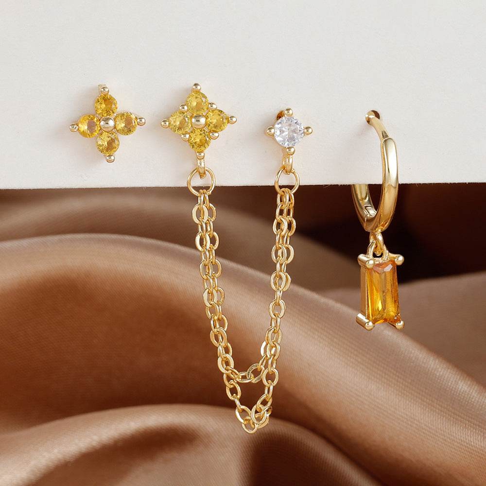 3-Piece Birthstone Earrings Set - Zodiac Designs for Stylish Women - Buy Center
