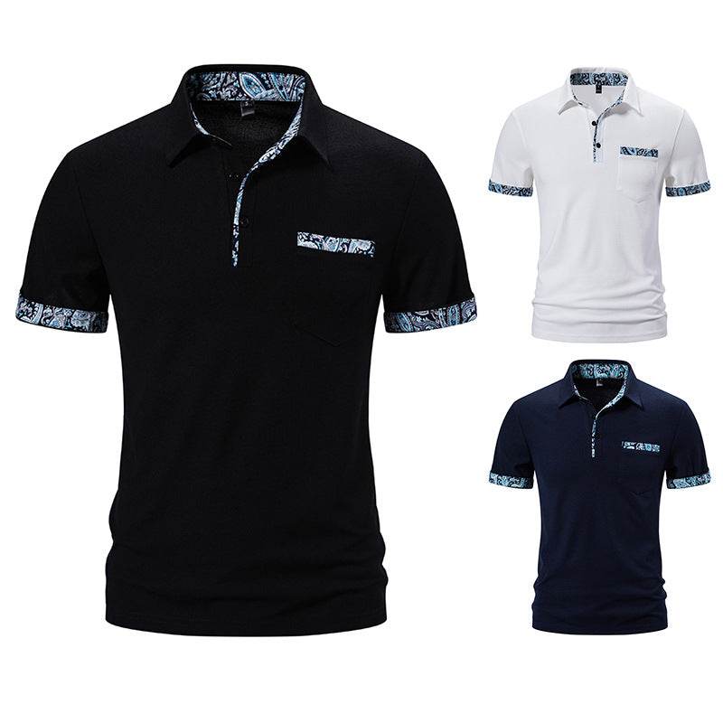 Men's Paisley Color Lapel Short-Sleeve T-Shirt - Stylish Casual Fit 2025 - Buy Center