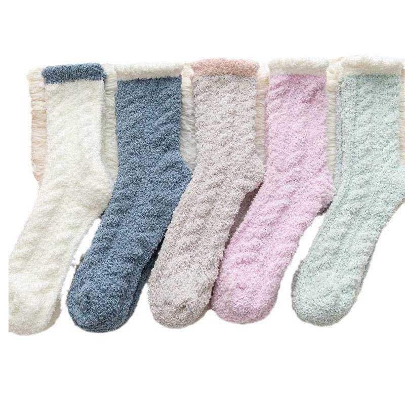 Cozy Thickened Thermal Coral Fleece Women's Socks - Stylish Mid-Tube Design - Buy Center