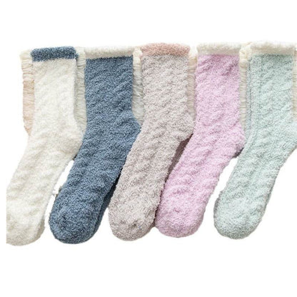 Cozy Thickened Thermal Coral Fleece Women's Socks - Stylish Mid-Tube Design - Buy Center