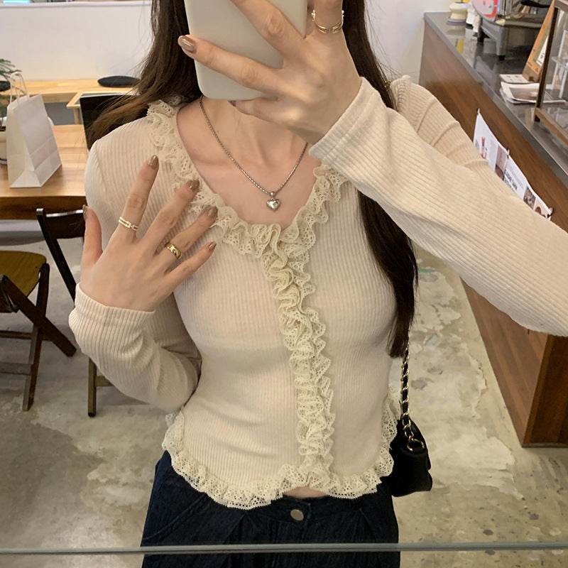 Women's Lace Slim Long T-Shirt - Elegant Casual Top in 4 Colors - Buy Center