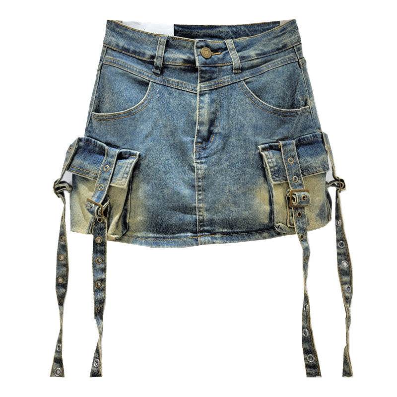 Spring & Summer Denim Short Skirt - A-Line, Hip-Wrapped Style 2025 - Buy Center