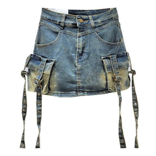 Spring & Summer Denim Short Skirt - A-Line, Hip-Wrapped Style 2025 - Buy Center