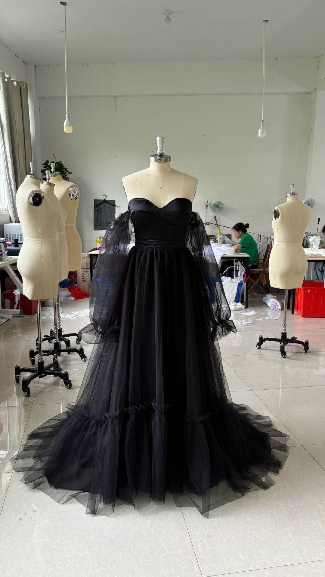 Elegant Women's Long Sleeve Black Lace Wedding Dress - Sizes 2 to 26W - Buy Center