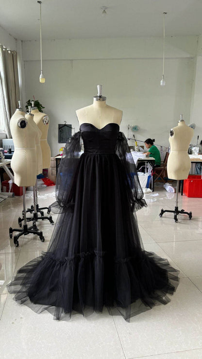 Elegant Women's Long Sleeve Black Lace Wedding Dress - Sizes 2 to 26W - Buy Center