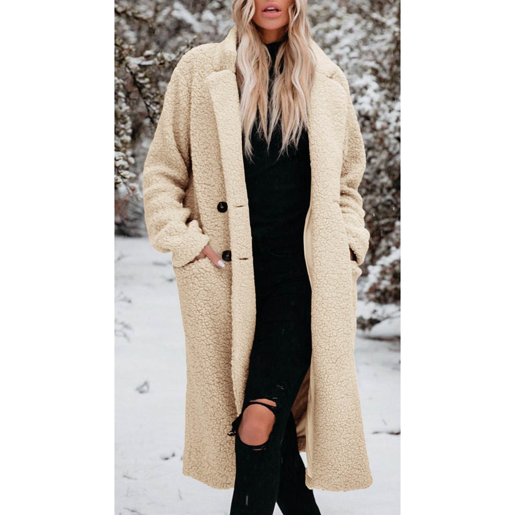 Women's Long-Sleeved Lapel Plush Top - Chic Warm Casual Style 2025 - Buy Center