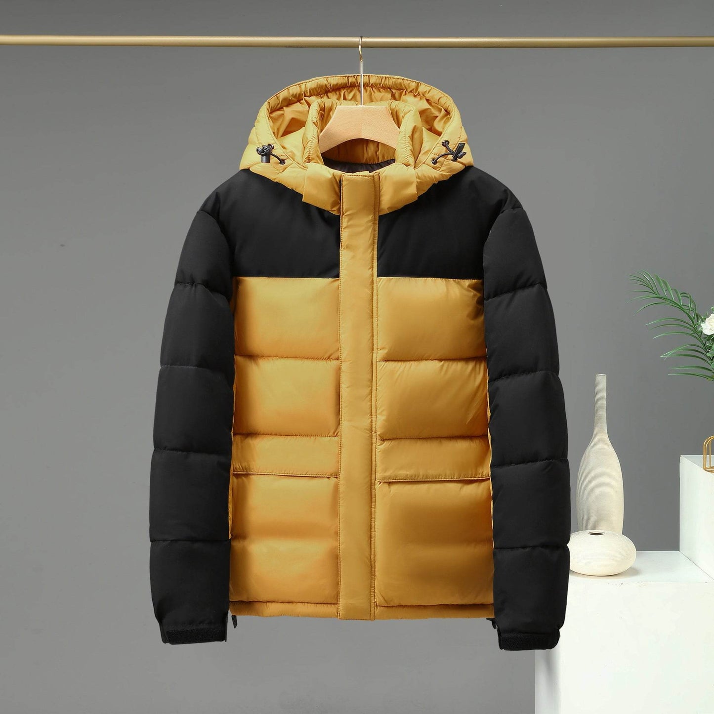 Cotton Contrast Patchwork Down Jacket - Stylish & Warm for All Seasons - Buy Center
