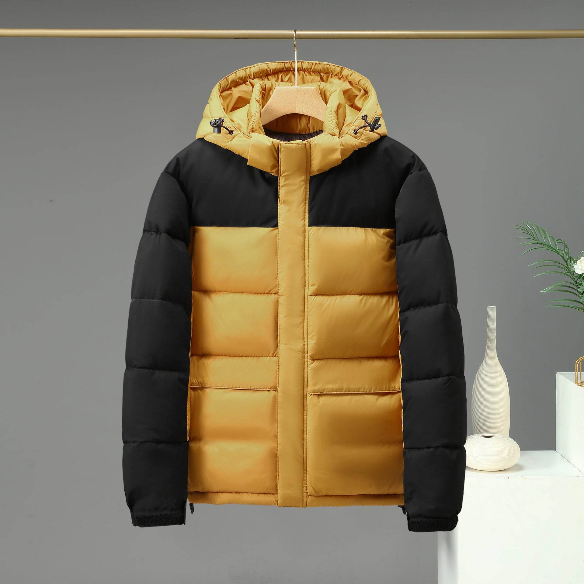 Cotton Contrast Patchwork Down Jacket - Stylish & Warm for All Seasons - Buy Center