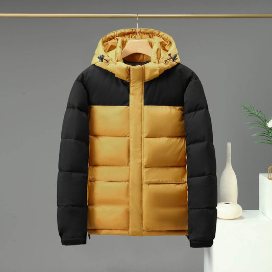 Cotton Contrast Patchwork Down Jacket - Stylish & Warm for All Seasons - Buy Center
