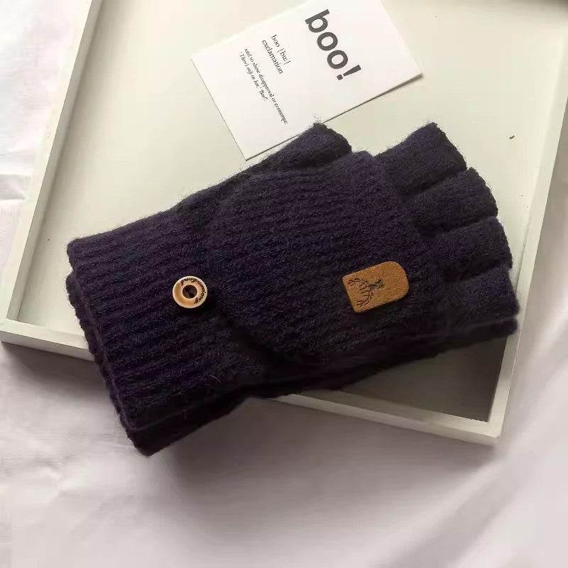 Half Finger Wool Gloves for Couples - Stylish & Warm for Winter Riding - Buy Center