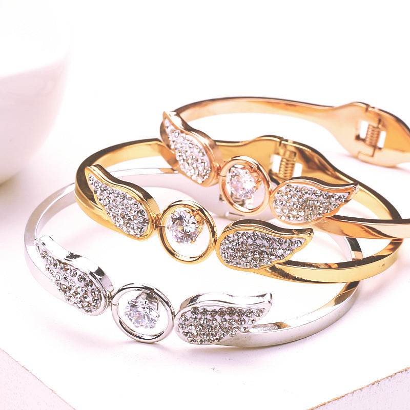 Buycenter Angel Titanium Steel Hollow Bracelet - Zircon Spring Opening - Buy Center